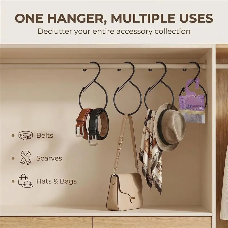 ABMR-Belt Hanger For Closet Space Saving Rust-Resistant 15 Lb Heavy Duty 4 Pack Scarf Hangers And Holders