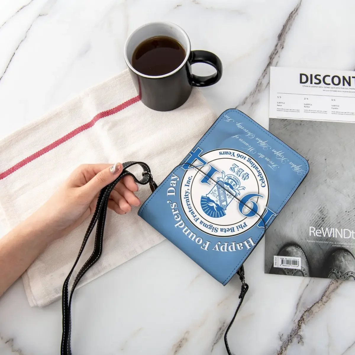 فاي بيتا سيجما PBS الأخوة Crossbody المحفظة حقيبة الهاتف الخليوي حقيبة الكتف محفظة الهاتف الخليوي حزام قابل للتعديل