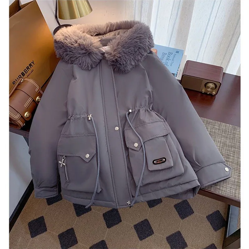 Women Winter Jacket Parka Warm Loose Long Coat Wool Liner Hooded Jacket Clothes Fur Collar Thick Snow Wear Fashion Padded Parka