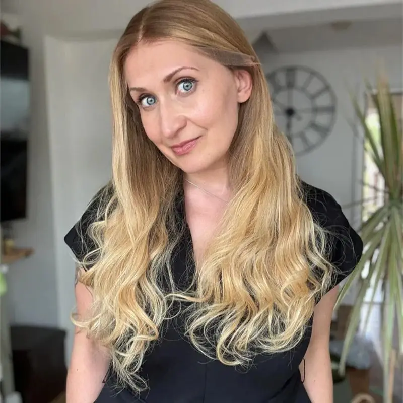 

High Density Wigs Synthetic Lace Front Wig Ombre Golden Blonde HD Lace Front Wig Cosplay Daily Party Wig Glueless Women's Wig