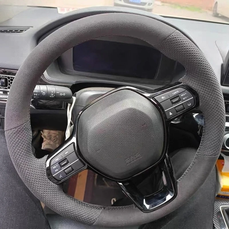 Hand-Sewn Non-slip Suede Nappa Leather Steering Wheel Cover For Honda Integra 11th Civic Breeze CR-V HR-V Accord Car Accessories