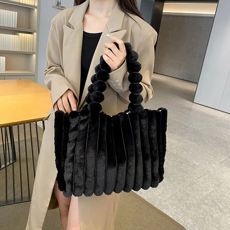 1 PC Large Capacity Handbag Retro Large Capacity Tote Bag Autumn and Winter Solid Color Fashion Handbag Student Simple Commuter