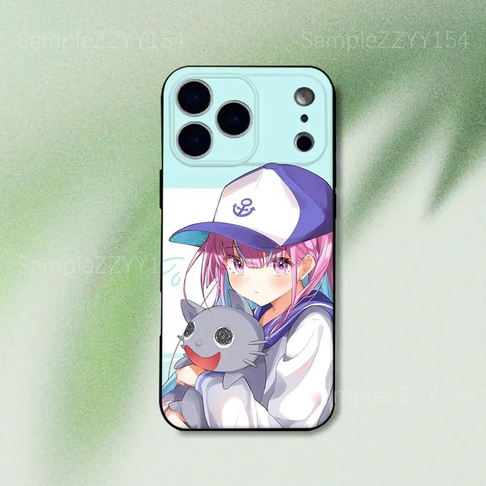 みなとアクア ホロライブ iPhoneケース iPhone 17,16,15,14,13,12,Pro,Max,Plus,E,SE4,Air,Mini対応 ブラック ソフトケース