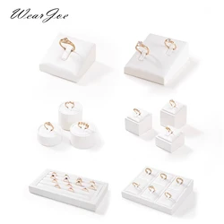 Raam Sieraden Ring Houder Stand Toonbank Kast Display Lade Insert Sieraden Ring Opslag Wit Lederen Presentatie Rack