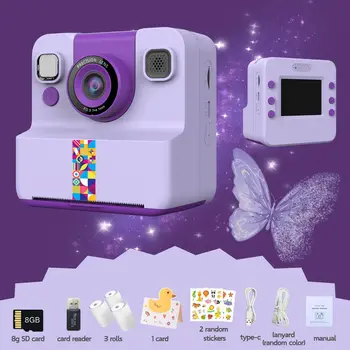 Classic Cute Little Kids Instant Print Camera Painting Photos 1080P HD Dual Camera Thermal Print 32GB Memory Card 1