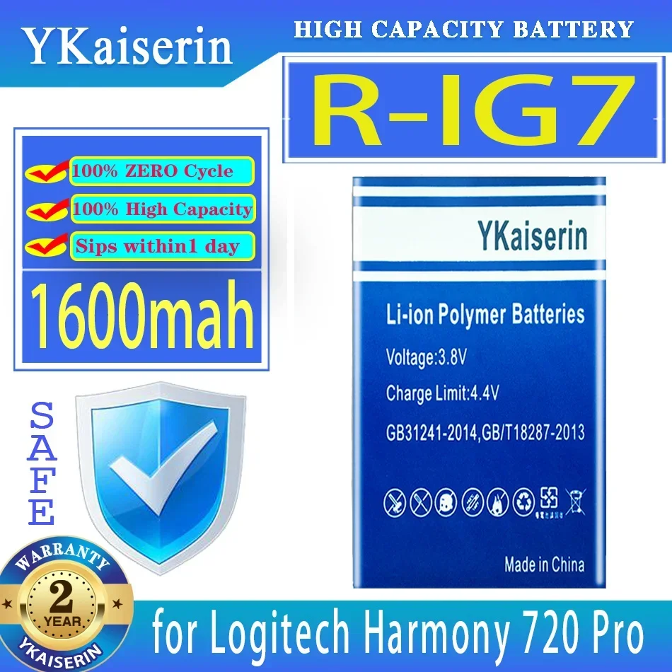 YKaiserin 1600mah Replacement Battery R-IG7 for Logitech Harmony (720 880 890 900) Pro 780 785 885 895