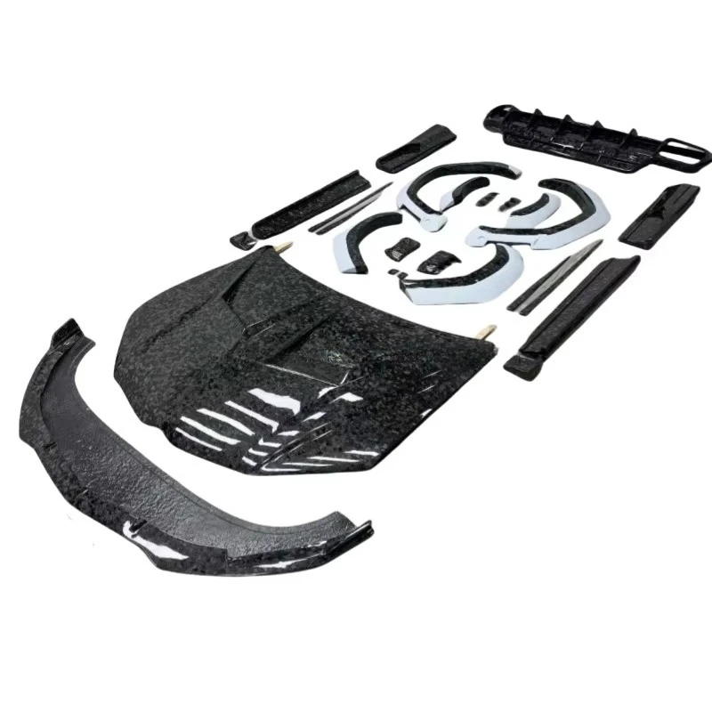 Front Bumper Upgrade Kit for -Carbon Fiber Water Transfer Printing Black New Bolt-On 1 Year Warranty Universal