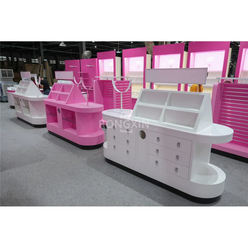 Custom.Makeup Shop أرفف مضادة حامل أثاث المتجر مخصص للبيع بالتجزئة متجر مستحضرات التجميل أفكار تصميم الديكور الداخلي #4