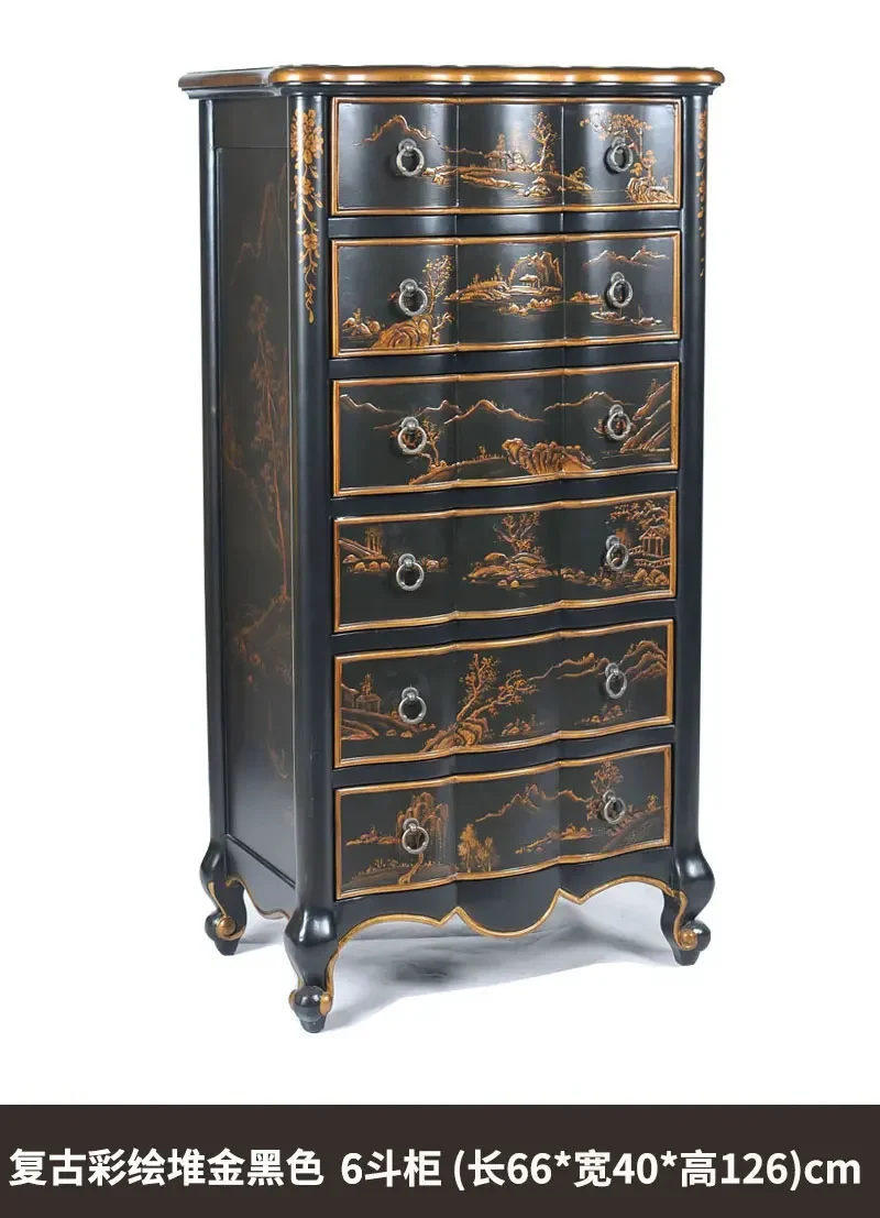 r8.11- chest cabinet solid wood French painted living room storage TV side cabinet high cabinet bedroom