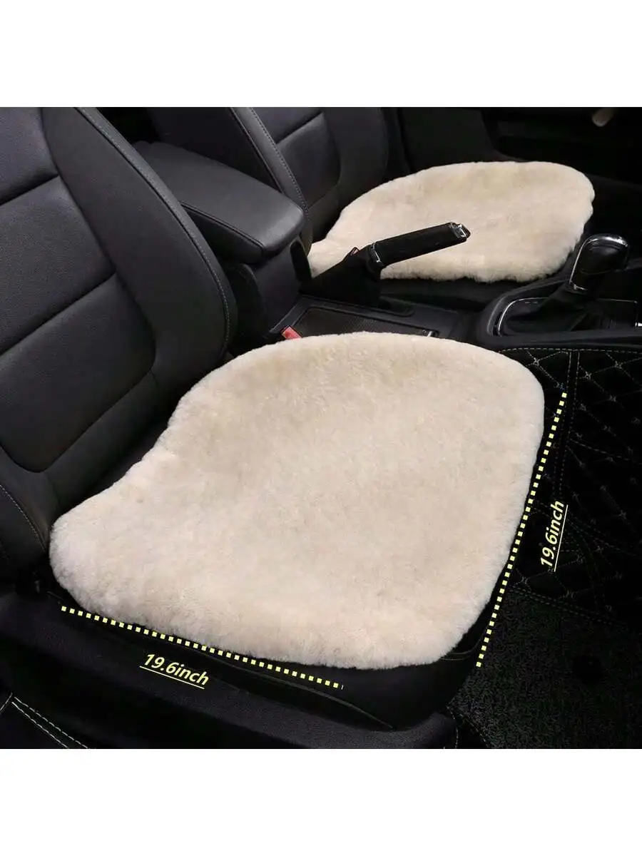 Beige Plush Car Seat Cushion Universal Front Seat Cover For Adult