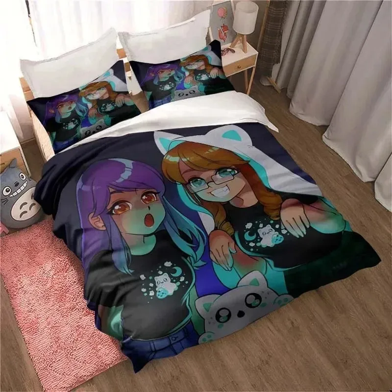 3D Print Bedding Set Duvetcover Set Single Double King Size Kawaii Cartoon Aphmau Adult boys Bedroom Duvet Cover and Pillow Case