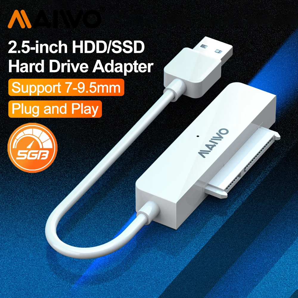 

MAIWO Hard Drive Easy Drive Cable USB3.0 To Sata Adapter Cable 2.5-inch Hard Drive Converter SATA Adapte for 2.5'' HDD/SSD