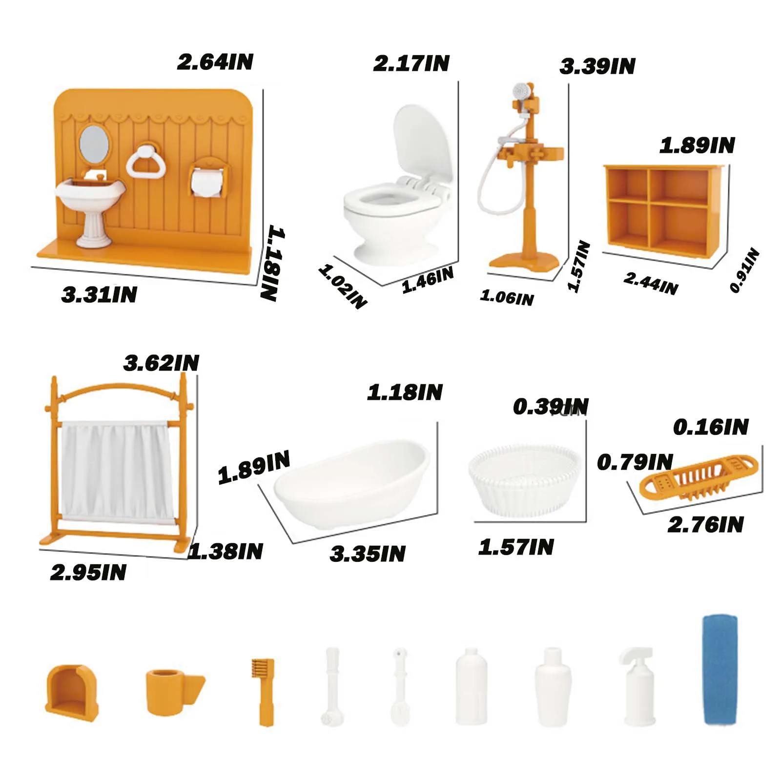 유아를위한 건물 자석 1-3 가구 욕실 세트 유아를위한 욕조 줄기 활동이있는 미니 액세서리 장난감