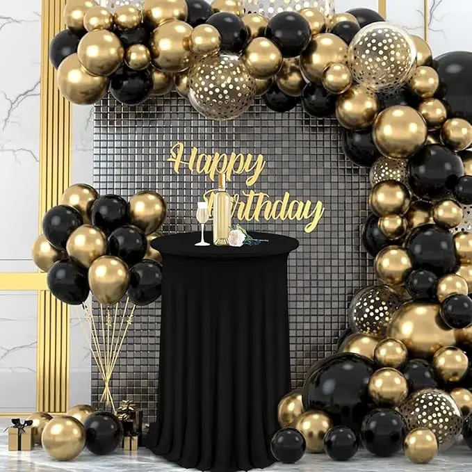 Black Round Spandex Cocktail Table Skirt  32