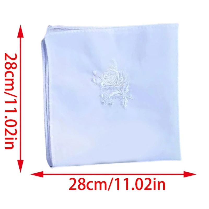 28x28CM Embroidery Handkerchief Towel for Adult Square Bandanas MultiUse Face Towel Man Sweat Wipe Pocket Towel Hankie