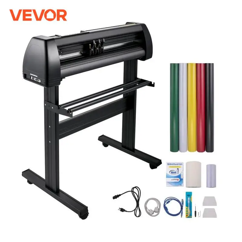 VEVOR Vinyl Cutter Machine Computer Windows Software 3 Blades LCD Screen 28Inch 720MM Max Paper Feed Printer Cutting Plotter