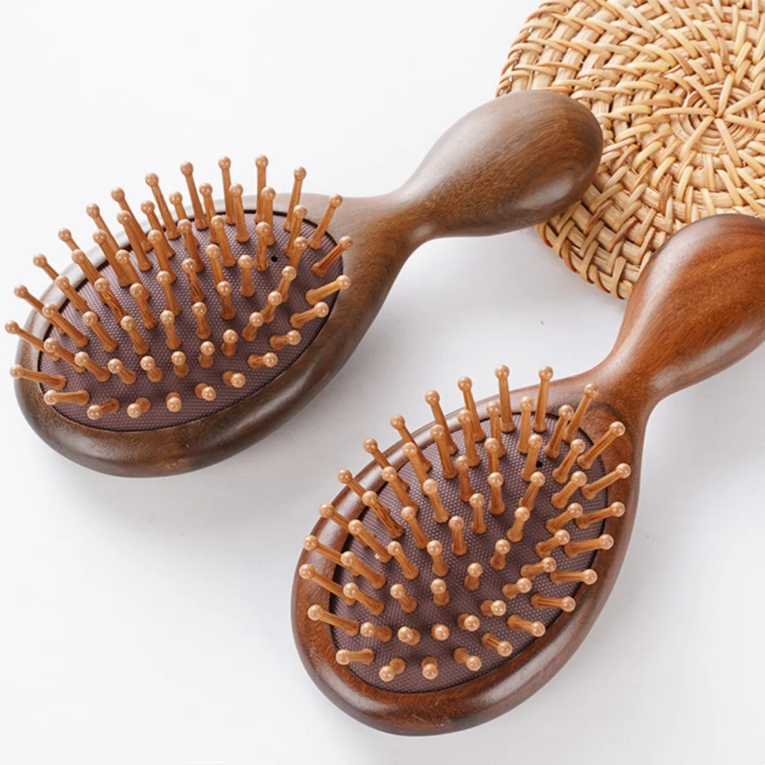 

Расческа на воздушной подушке из сандалового дерева, бытовая деревянная расческа для вьющихся волос с длинными волосами, расческа из меридиана для головы, массажная расческа с подушкой безопасности для прямых волос