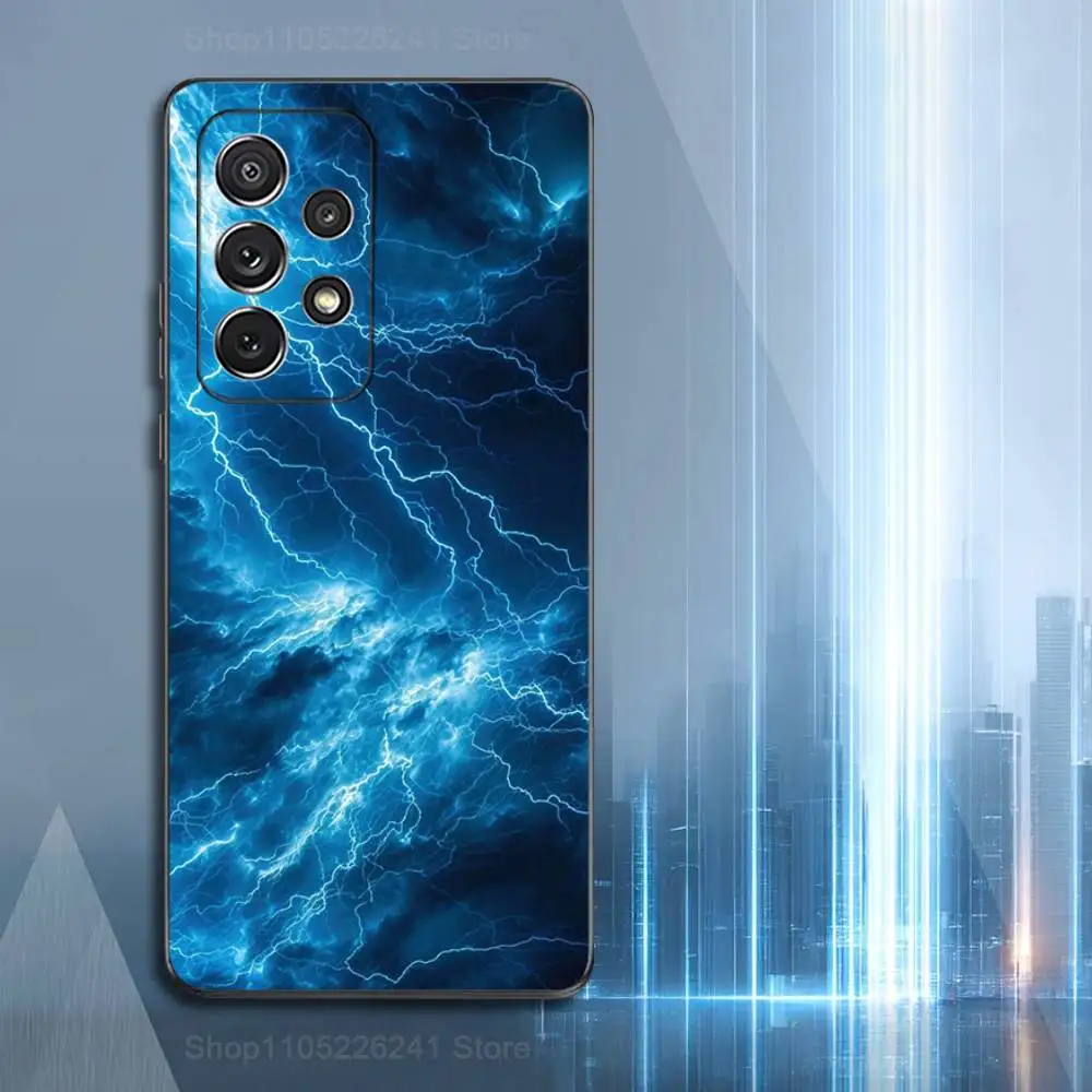 Custodia per telefono Nature Thunderbolt Lightning per Samsung S22, S21, S20, S10, S9, S25, S24, S23, Ultra, FE, Plus, Lite, morbido silicone nero