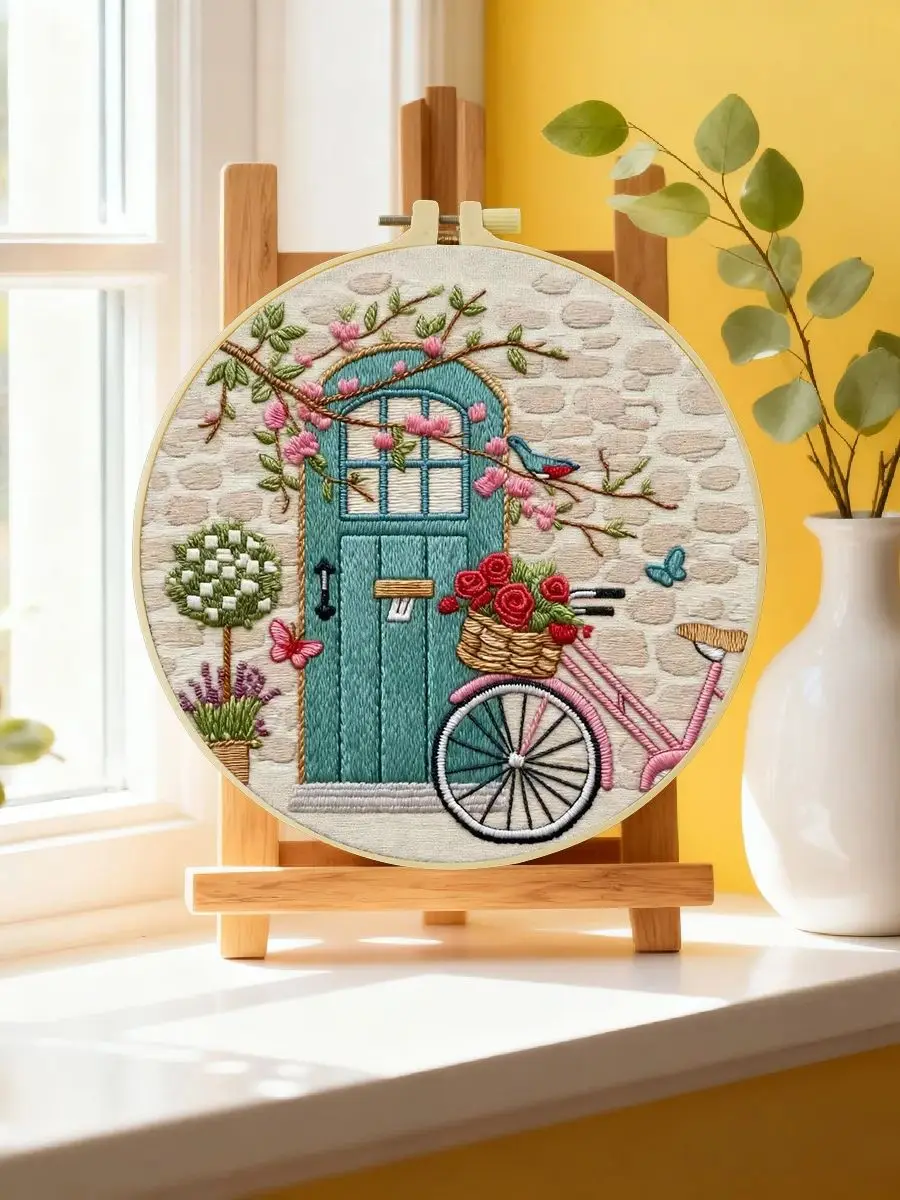 1 Stück 20X20CM/15X15CM 7,87/6,3 Zoll Tür-Stickerei-Starter-Kit DIY-Kit DIY-Stickerei-Set Handarbeiten Nähkunst Heimdekoration – Detail 6
