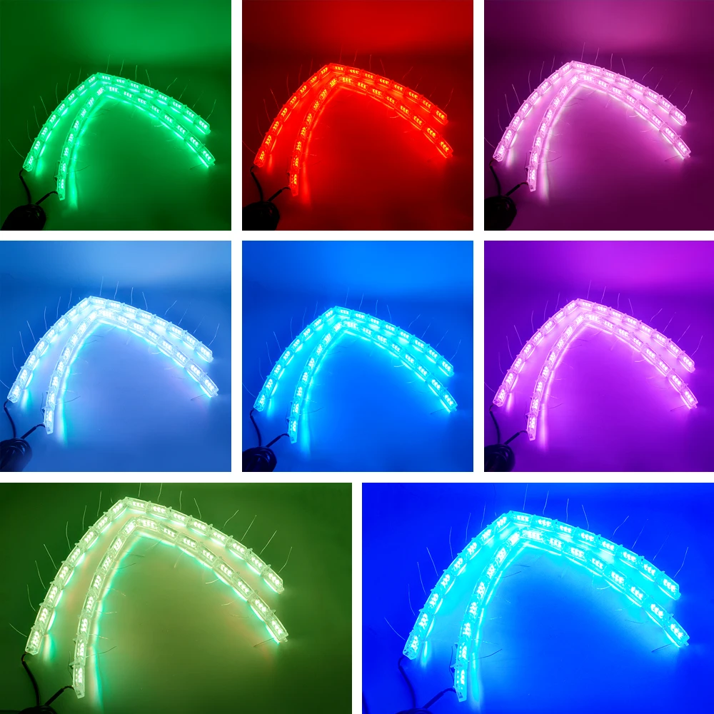 2x Waterproof RGB LED Light For Car LED DRL LED Daytime Running Lights Colorful LED Strip Flowing Yellow Turn Signal Lights