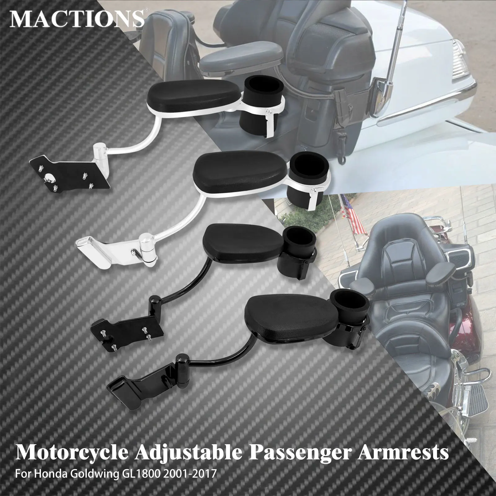 

Motorcycle Rear Armrests Adjustable For Honda Goldwing GL1800 2001-2017 Passenger Arm Rests Moto Seat Grab Accessories GL 1800