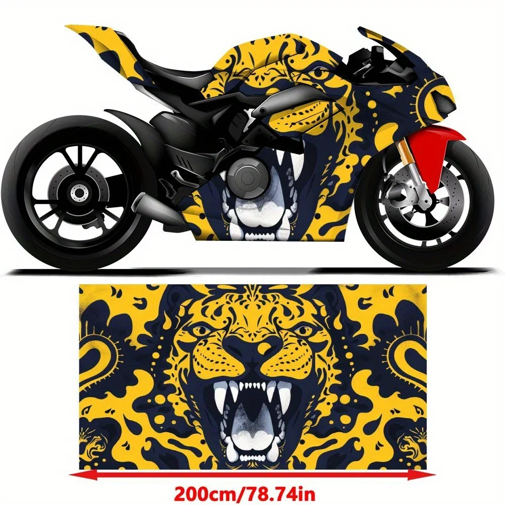 Rebellious, Wild, and Powerful Angry Beasts PVC Motorcycle Vinyl Wrap, Self-Adhesive Waterproof Sticker, Anti-Scratch Decorative