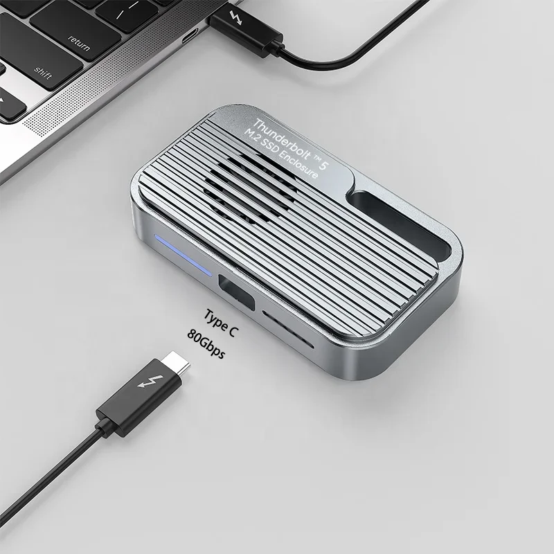 Most advanced high-end product Thunderbolt 5 80Gbps SSD Enclosure USB C M.2 NVME HDD 2230 2242 2260 2280 external hard disk case