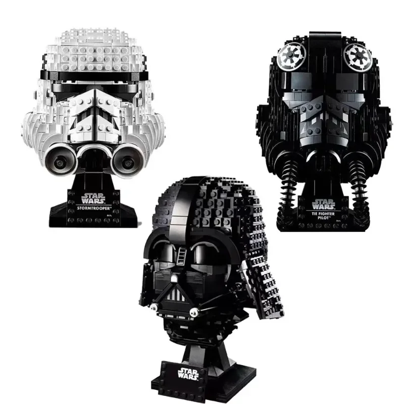 2024 NEW Helmet Building Blocks moc75276 75304 75274 Stormtrooper Vader Tie Fighter Pilot Helmet Model Toys For Kid Gift