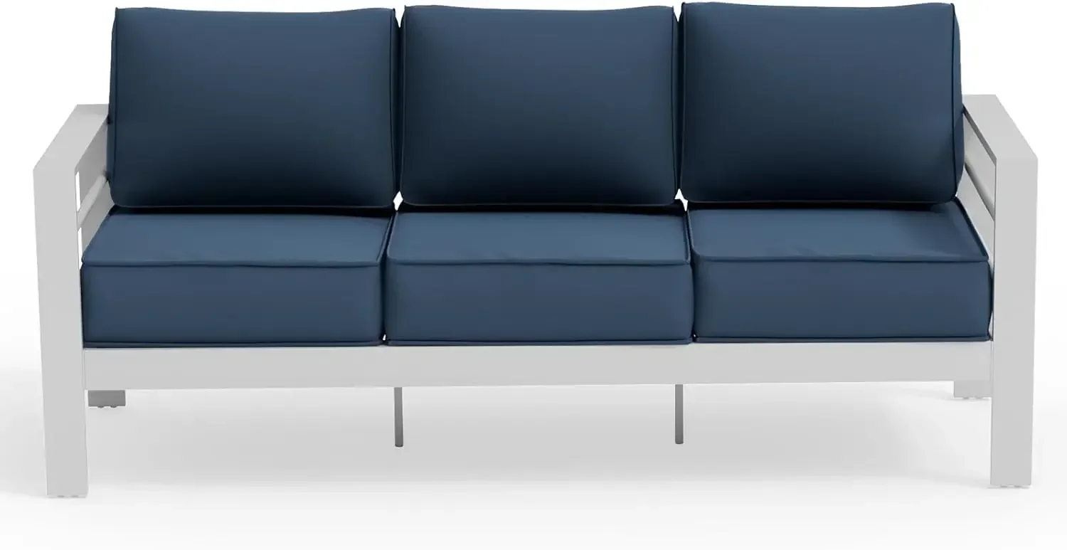 

Outdoor Couch Aluminum Patio Furniture Sofa, 3 Seats Couch with 5" Thick Cushion and Waterproof Cover