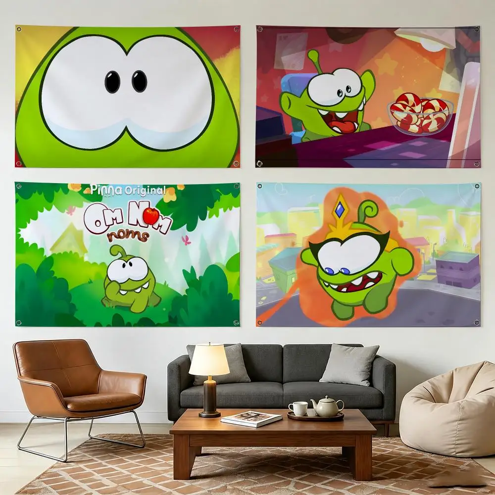 Om Nom S-Stories Anime Flags Durable Outdoor Indoor Festive Decoration Classic Design Wall Room Banner