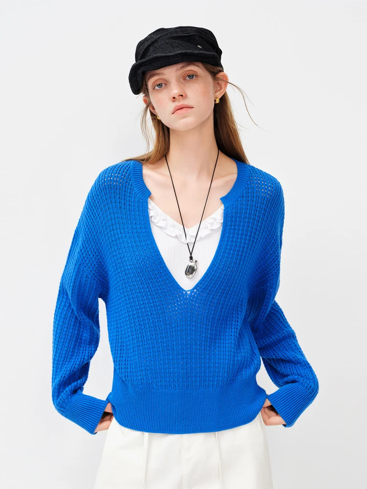 

Vivian Feng Retro Color Series round V-ne Hollow out Sweater Strap Two-piece Set Women Spring 2026 New Sle Soft Knitted