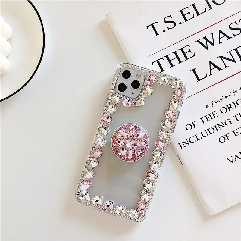 

Rhinestone Phone Case for Samsung Galaxy S24 S20 Plus S21 FE S22 23Ultra Note20 Glitter Luxury Diamond Stand Cover, Fashi