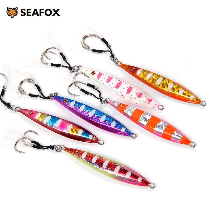 094 luminoso passo lento jigging isca 20g-100g metal gabaritos isca de pesca de água salgada brilho uv atum chumbo isca de pesca gabarito para atacado