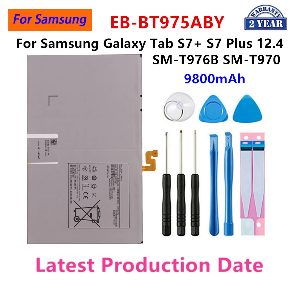 

Совершенно новый аккумулятор EB-BT975ABY 9800 мАч для Samsung Galaxy Tab S7 + S7 Plus 12,4 SM-T976B SM-T970, аккумулятор для планшета