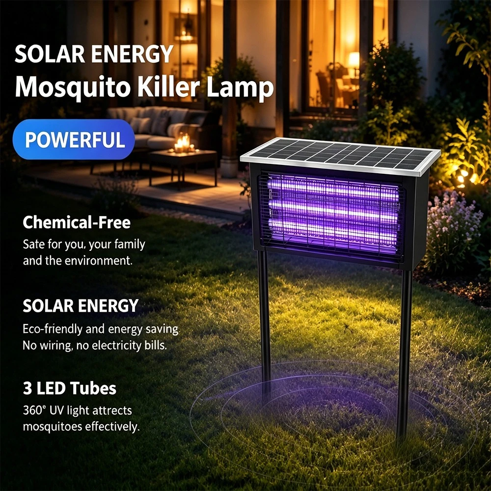 

Powerful Solar Mosquito Killer Lamp 15W 25W 40W Bug Zapper Outdoor Waterproof Fly Kill Lamp for Patio Garden Backyard Camping