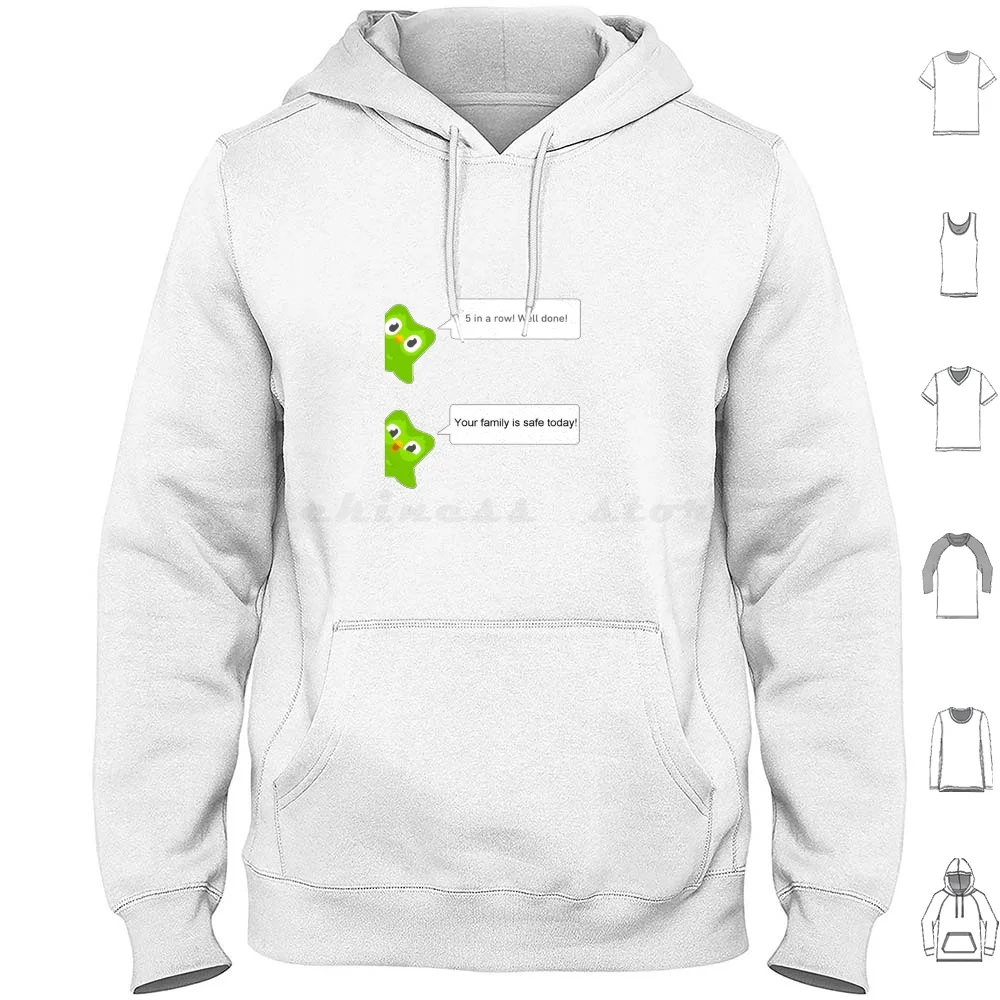 Duolingo Bird Notification Hoodies Long Sleeve Duo Bird Duolingo Bird Duo Owl Duolingo Owl Duolingo Funny Notification