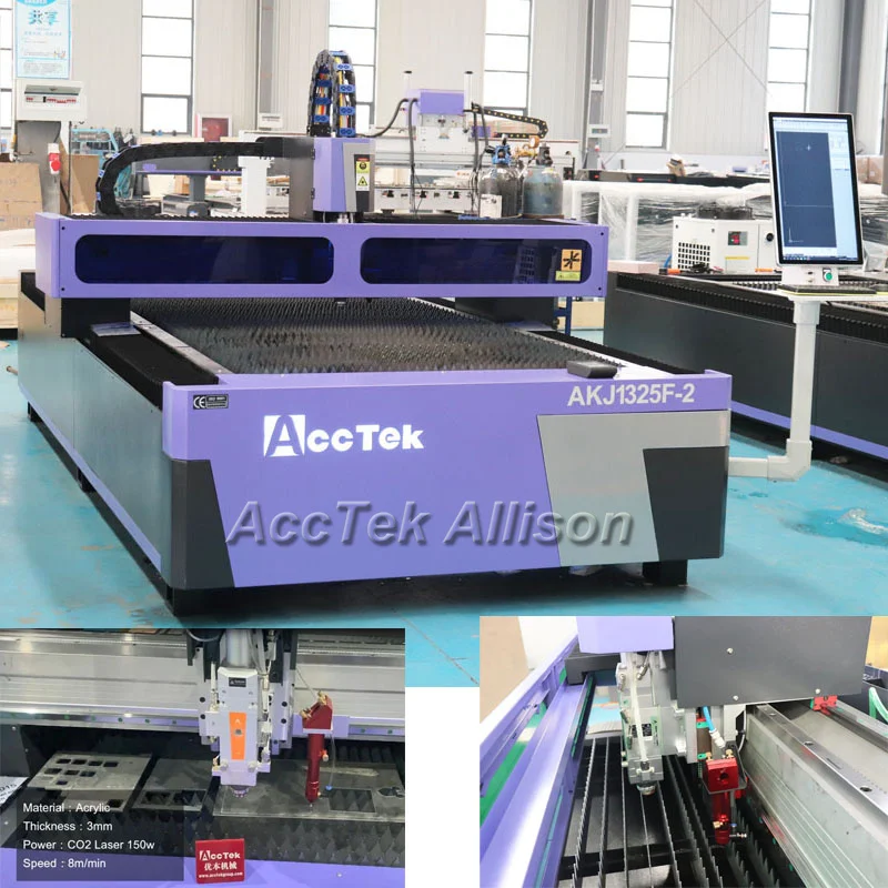 AccTek High Productivity 4*8ft Fiber Laser And CO2 Laser Cutting Machine For Cutting Metal And Nonmetal Plates 1500w 2000w