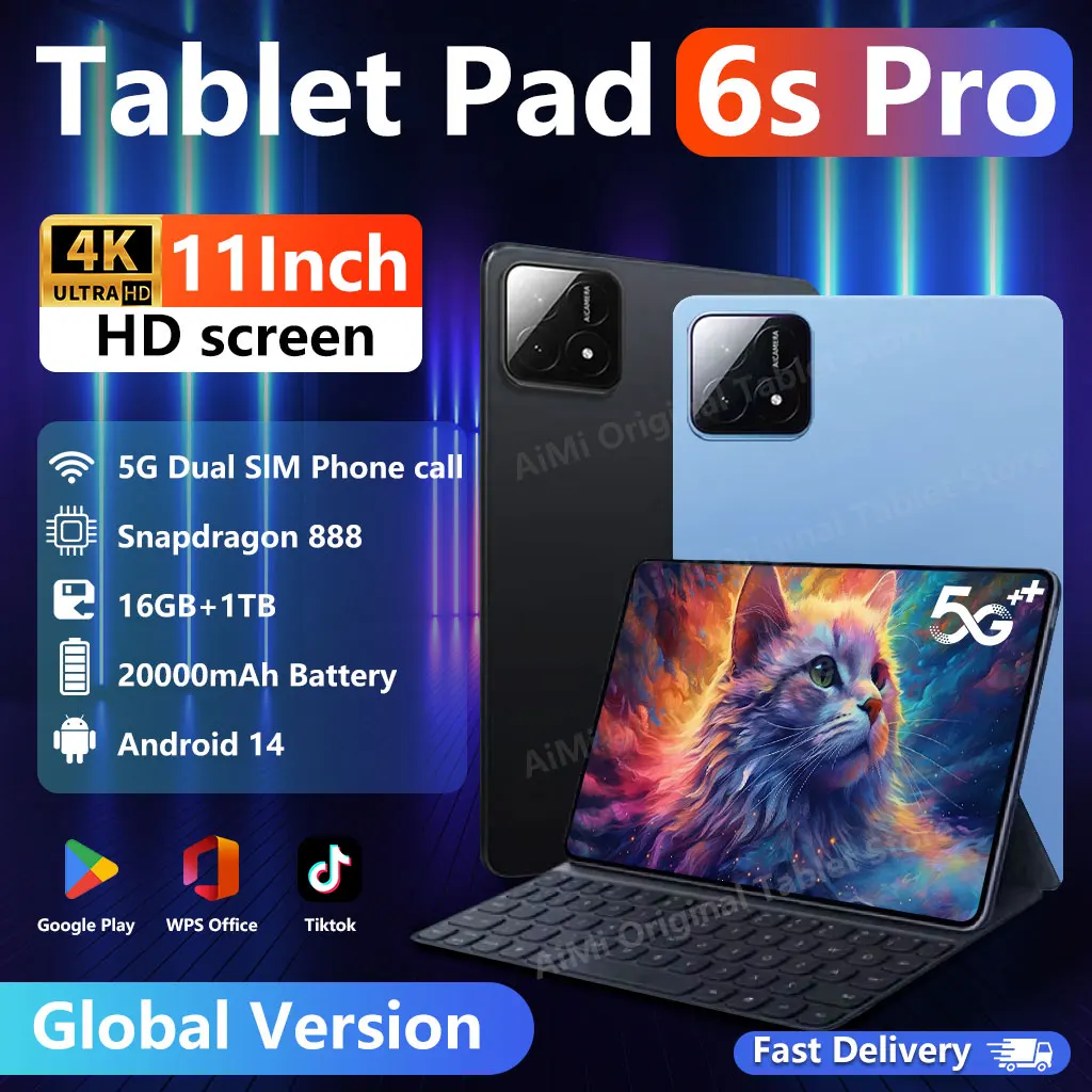 2024 Xiao Tablet PC Pad 6S Pro Android 14 11inch HD 4K Original Global Version 16GB+1T 20000mAh GPS 5G Dual SIM Card WiFi Tablet