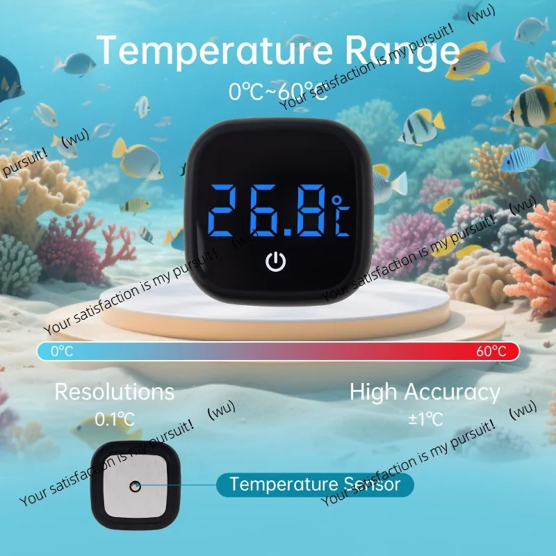 Cordless Digital Thermometer Square Display Degree Celsius White Black LED Fish Tank Temperature Gauge