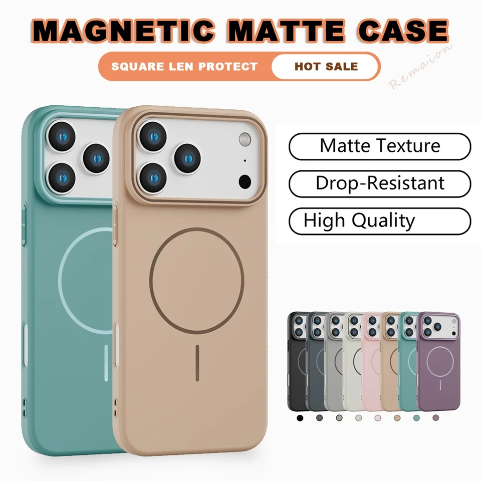 Funda de teléfono magnética ultrafina para iPhone 14 15 16 Plus 11 12 13 16 17 Pro Max Air Matte Magsafe funda de carga inalámbrica de lujo