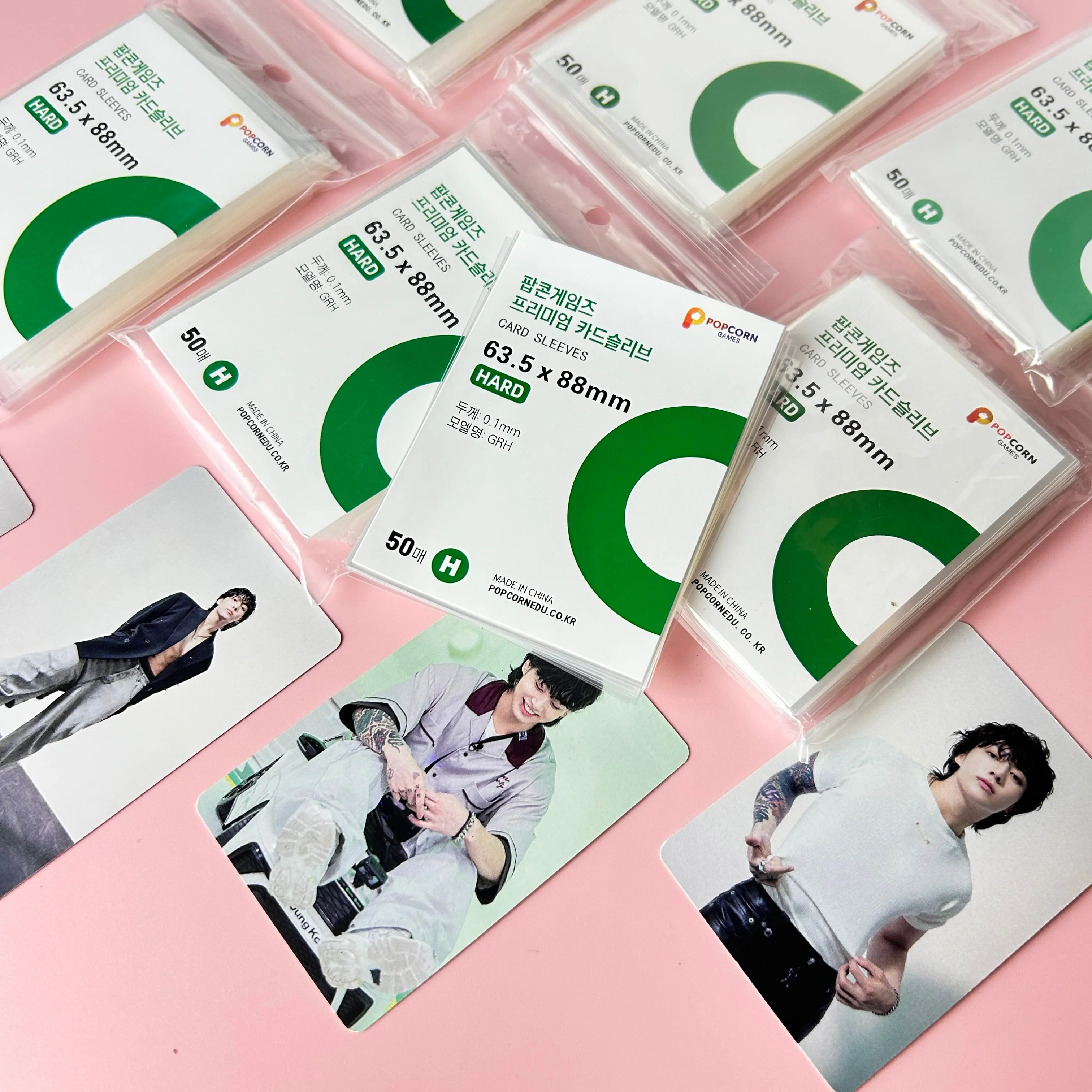 50 Stück Korea HD Clear Card Sleeves, säurefreie transparente Folienhüllen, Kpop Idol Popcorn Kartenhalter für Albumordner, Spielkartenhalter