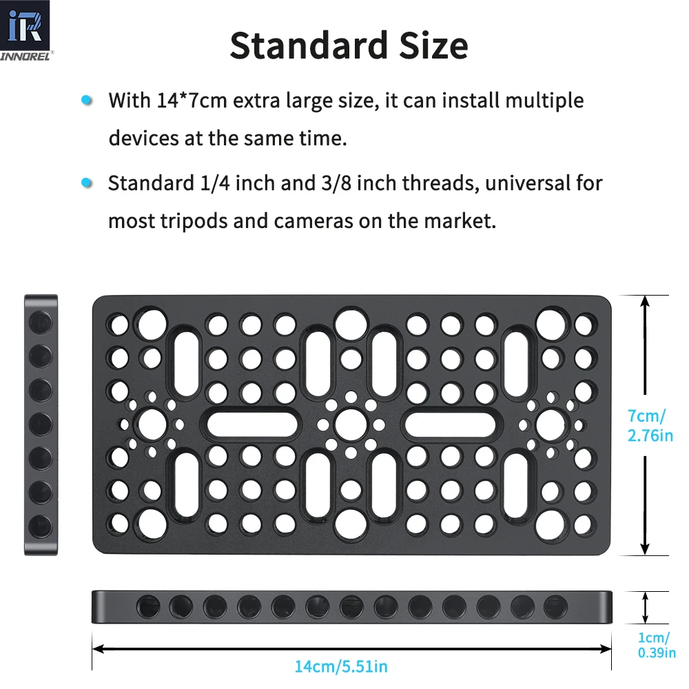 INNOREL CP1407 14*7cm Multi-Functional Cheese Plate Switching Mounting Plate with Built-in ARRI Locating Holes for Camera Tripod - Image 2