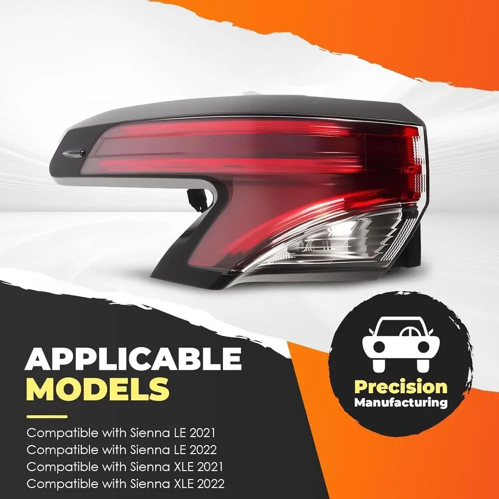 مجموعة مصابيح خلفية خارجية يسار للسائق من سيينا 2021-2022، متوافقة مع مصباح الفرامل الخلفية والضوء الخلفي، TO2804160 #5