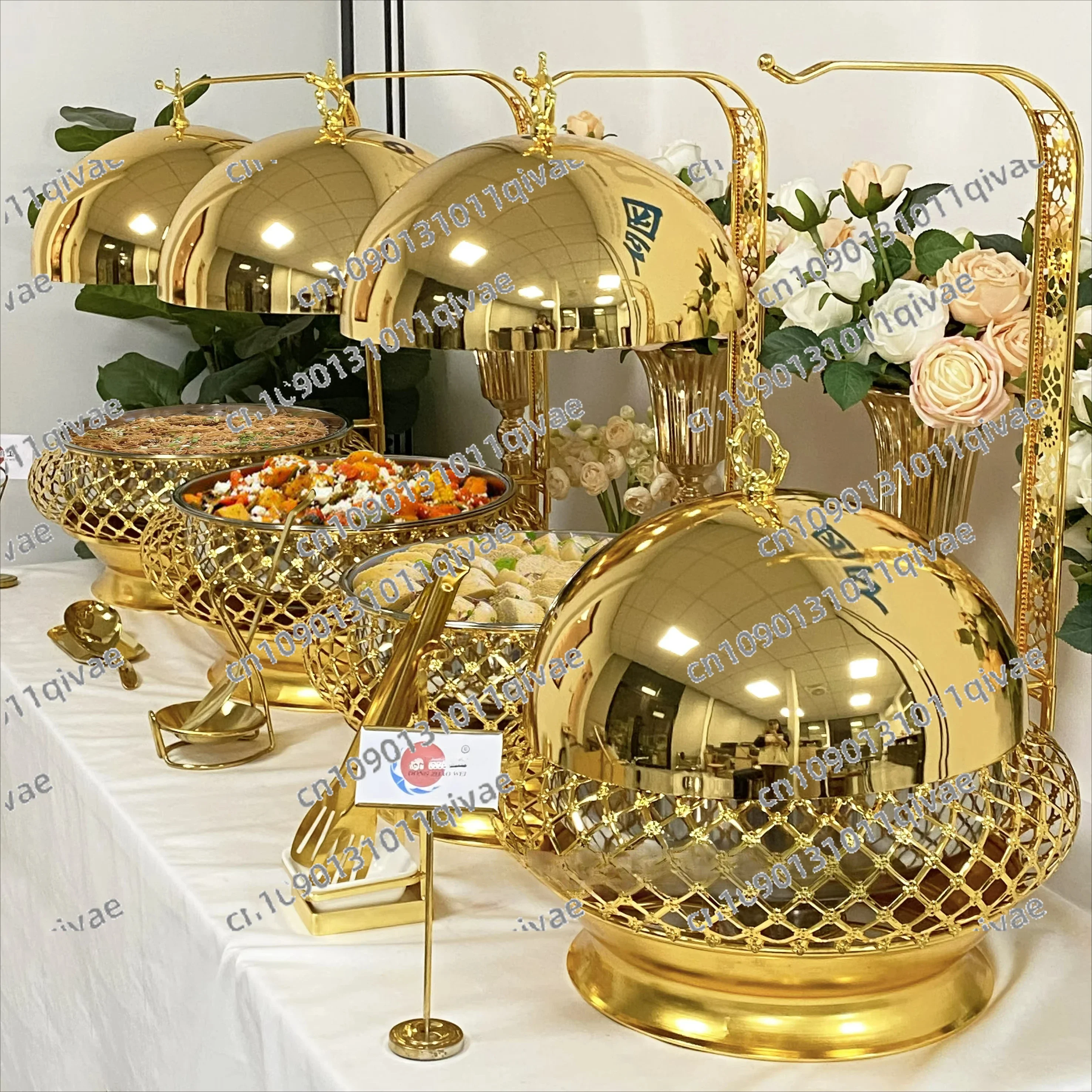 Wedding Party Luxury Serving Chaffing Dishes Buffet Food Warmer Cheffing Catering Stainless Steel Hanging Chafing Dish Factory