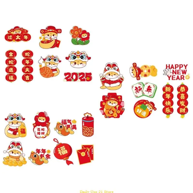 8Pcs 2025 Snake Year Fridge Magnets Fun Cartoon Designs for Home Decors