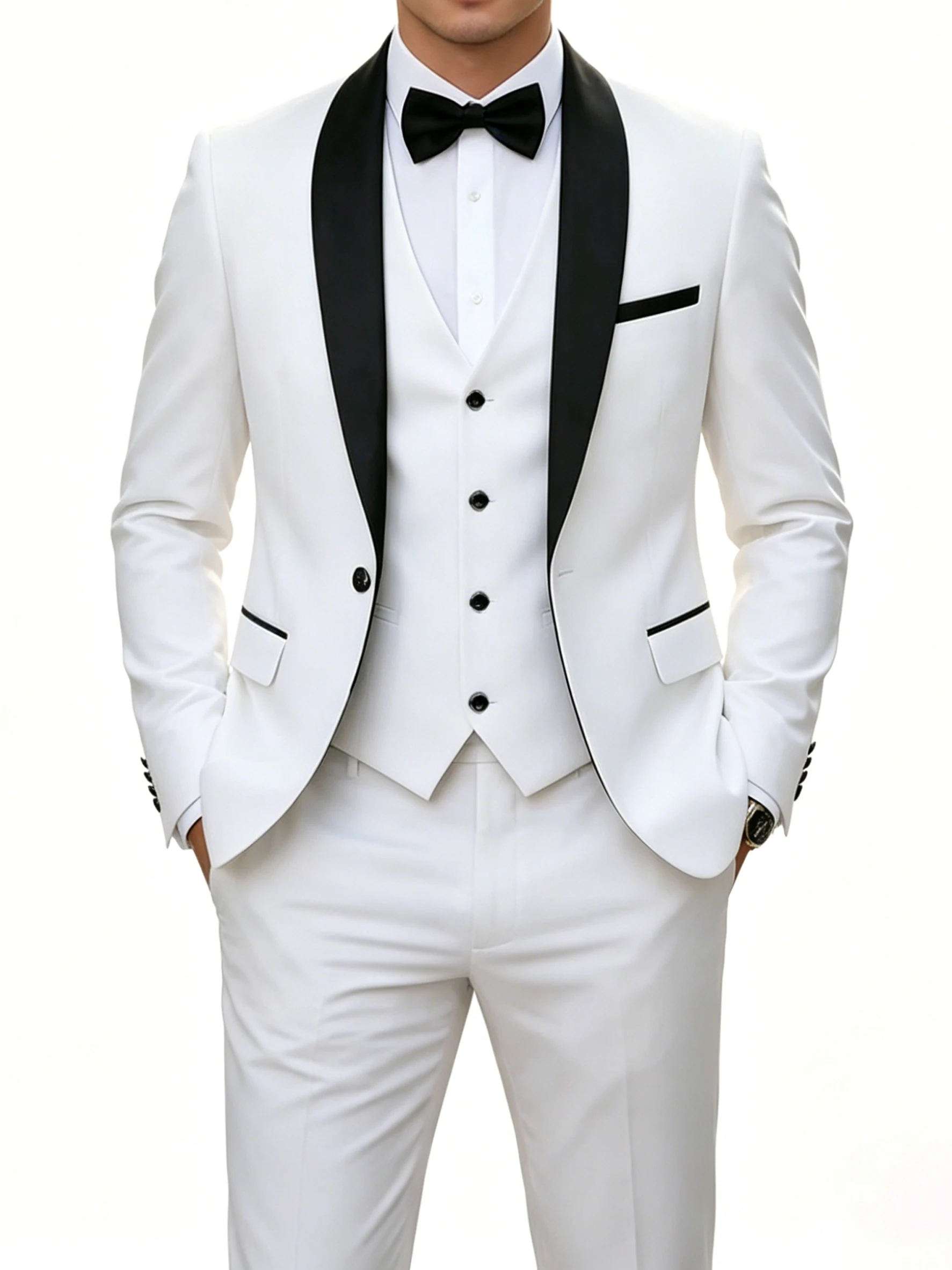 

Мужской деловой костюм-тройка (пиджак + жилет + брюки) премиум-класса, однотонный, для повседневной носки и торжественных мероприятий, свадебный наряд для жениха.