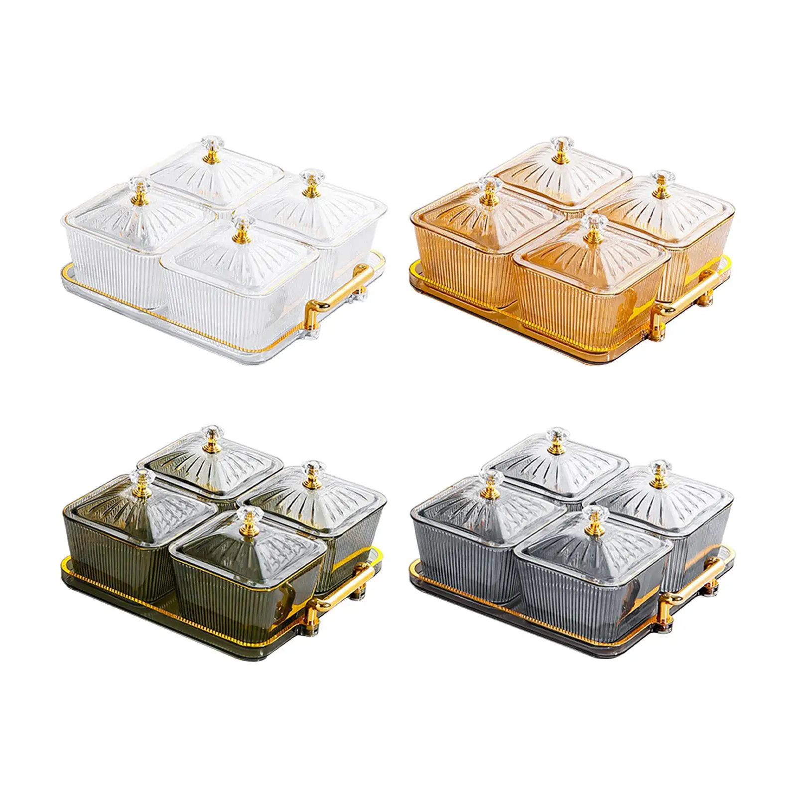 

Divided Serving Dishes 4 Compartments Dried Fruit Plate Multifunctional Snack Platter for Dessert Chips Chocolate