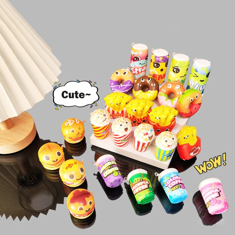 5 Teile/beutel Cartoon Nette Langsam Rebound Snack Trinken Spielzeug Anhänger Simulation Lebensmittel Spielen Weiche Prise Stress Relief Spielzeug Kinder Spaß Geschenk