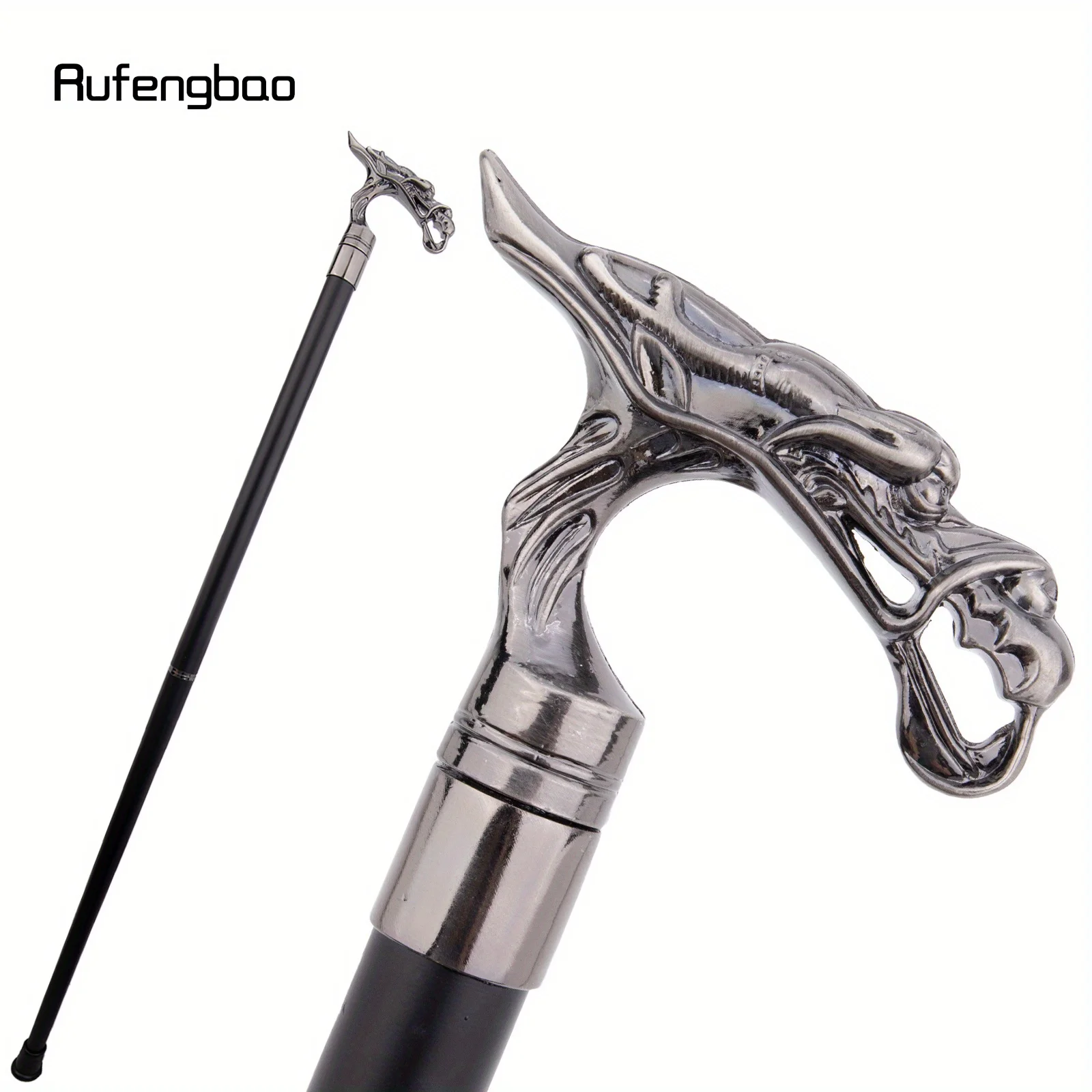 

Silver Dragon Head Walking Cane Fashion Decorative Walking Stick Gentleman Elegant Cosplay Cane Knob Performance Stage Cane 92cm