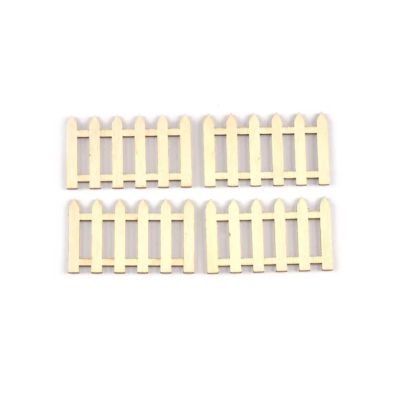 20pcs 3.9x5cm Natural Wooden Fence Carfts For Scrapbook Handwrok Supplies Decorations Home Blank Wood DIY Painting Accessories